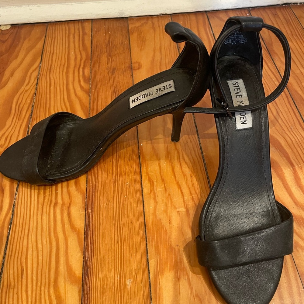 Steve Madden Black Stiletto Heels with Ankle Strap